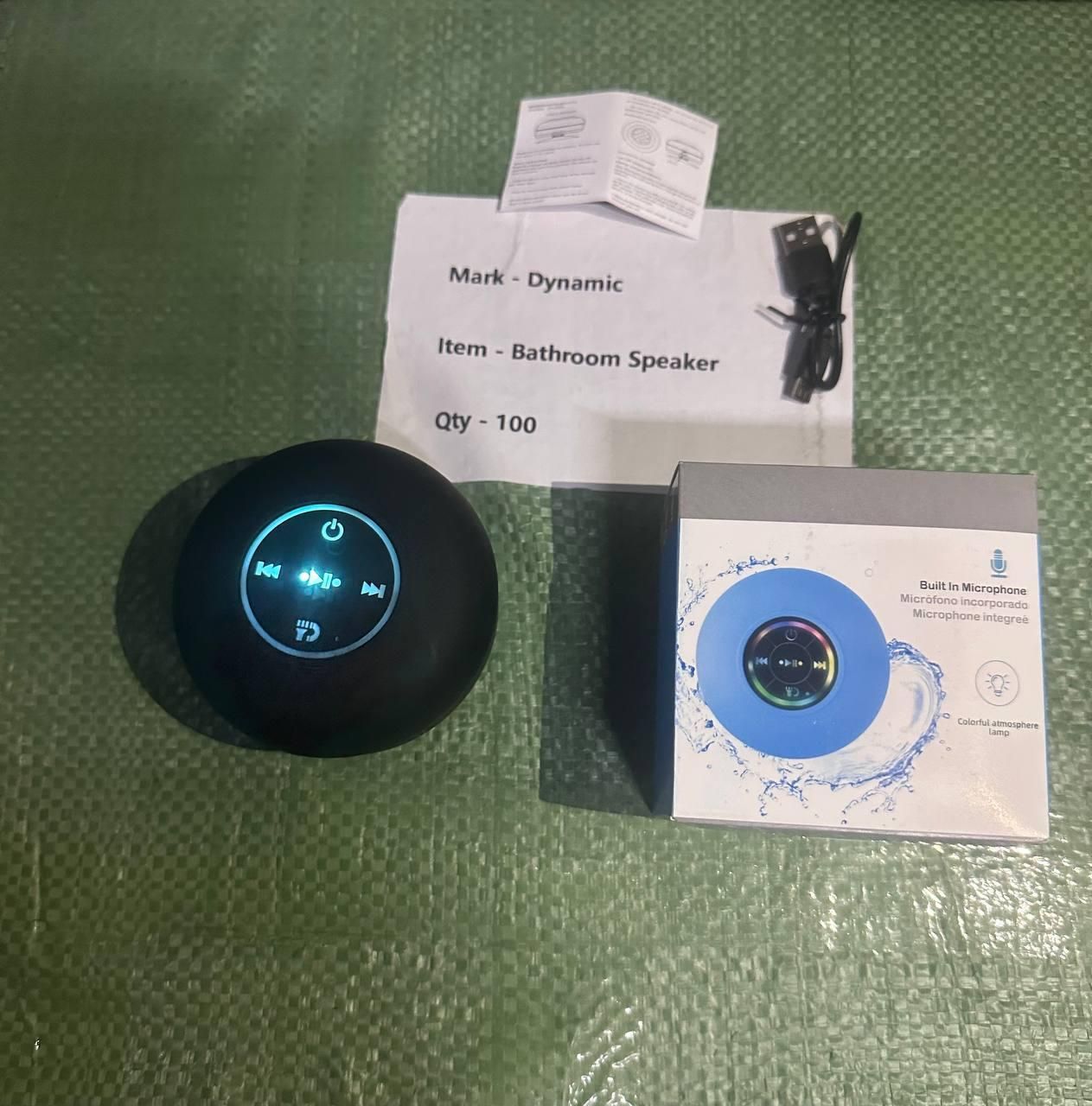 Waterproof Bluetooth Shower Speaker with LED Lights & Suction Cup